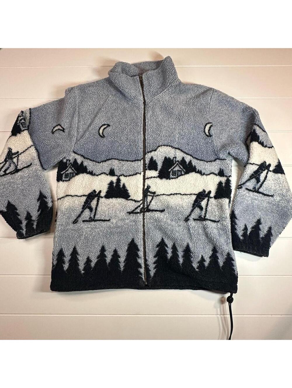 Vintage Northern Reflections Ski Fleece Jacket Celestial Moon Size Small